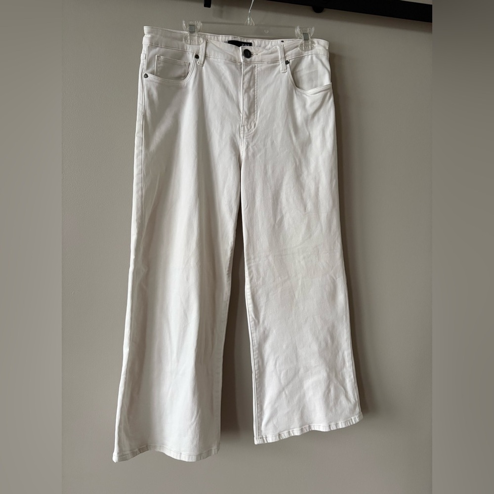 KUT FROM THE KLOTH MEG HIGH RISE WIDE LEG IN OPTIC WHITE Size M